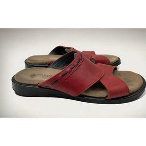Sebago Women's Red Leather Slide Sandals Size 9.5N